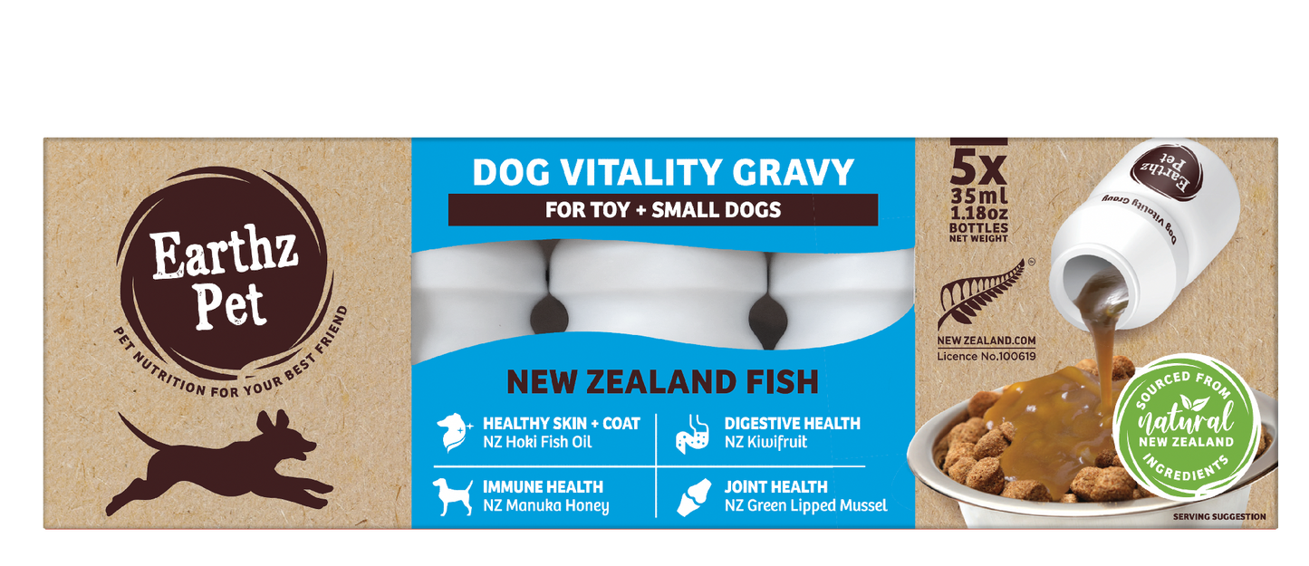 Earthz Pet Vitality Gravy Toy-Small NZ Fish 5 x 35ml