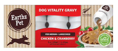 Earthz Pet Vitality Gravy Dog Med-Lrg Chicken & Cranberry 5 x 50ml