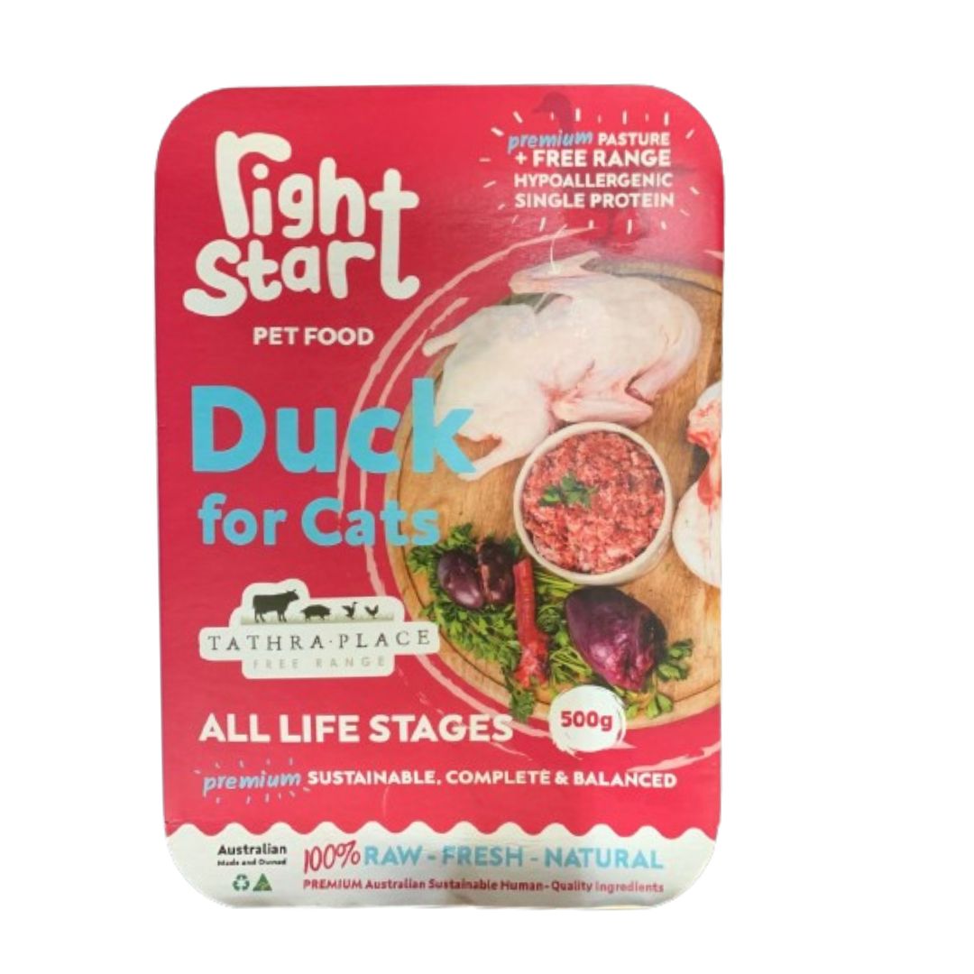 The Right Start Petfood Duck For Cats 500G *Available in store or local delivery only