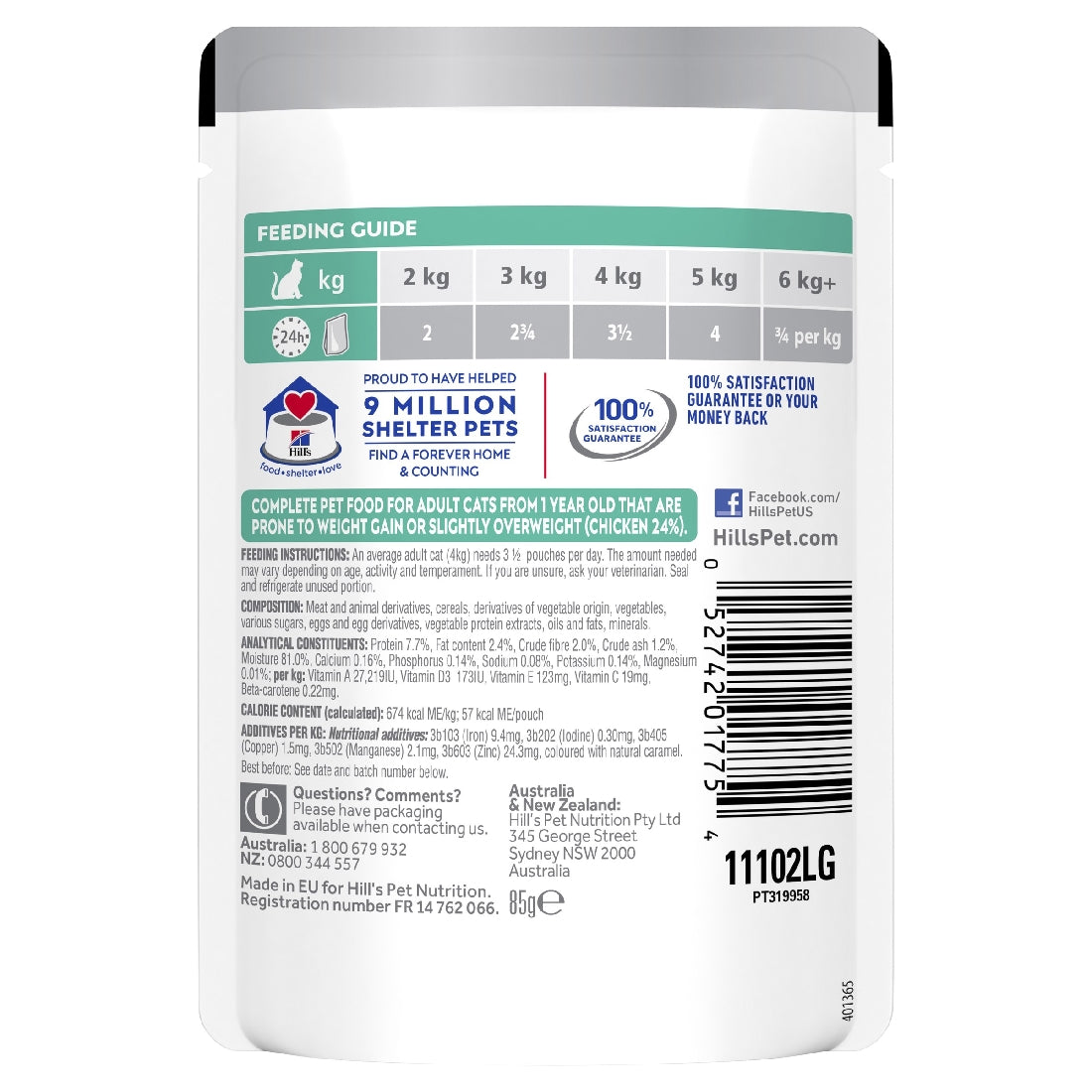 Science Diet Cat Adult Perfect Weight 85g Pouch