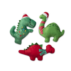 Christmas Dinos 3-Piece Small Dog Toy set