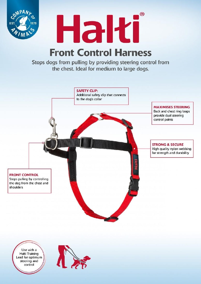Halti Front Control Harness Blk Red Lge