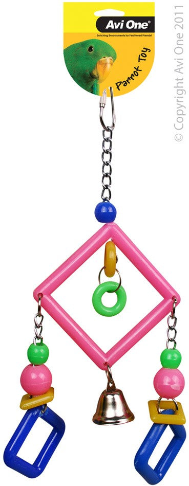 Avi One Bird Toy Acrylic 3 Diamonds/Bell 28Cm L