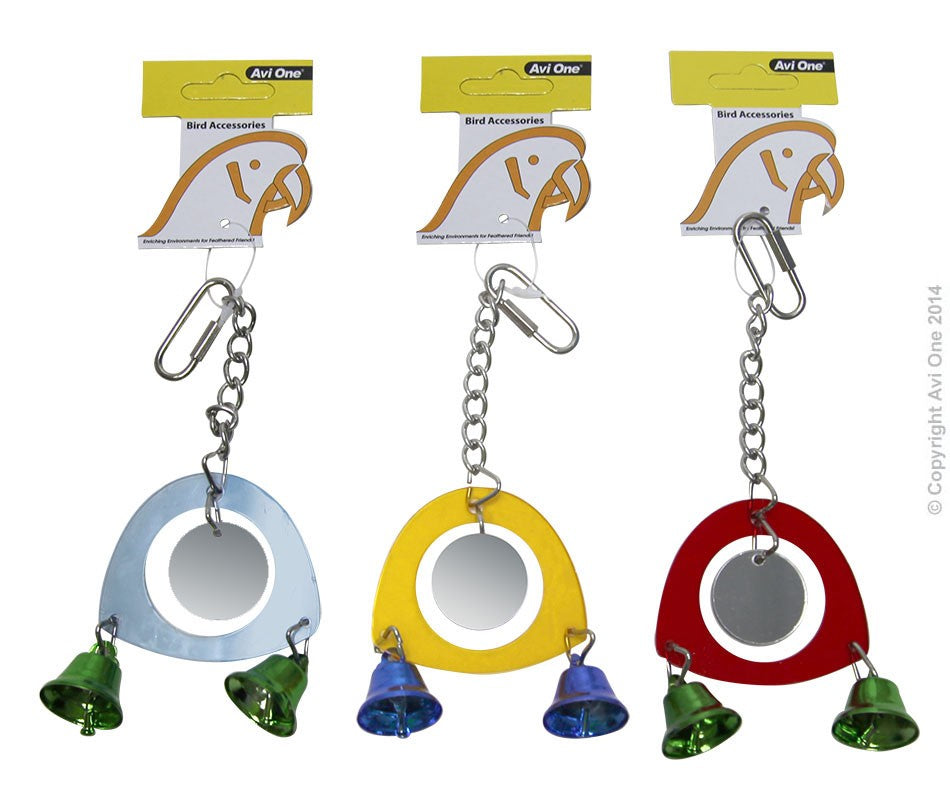 Avi One Bird Toy Acrylic Mirror W 2 Bells
