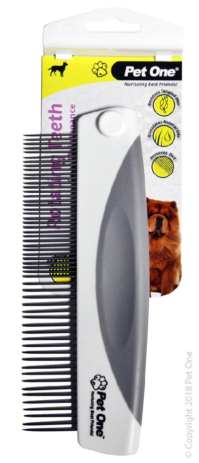 Pet One Grooming Comb With Rotating Teeth Fine 55 Pins Premium Handle