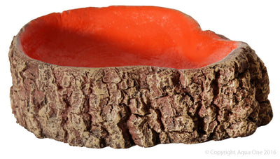 Aqua One Hermit Crab Tree Stump Bowl Orange Small 10 x7.6x3Cm