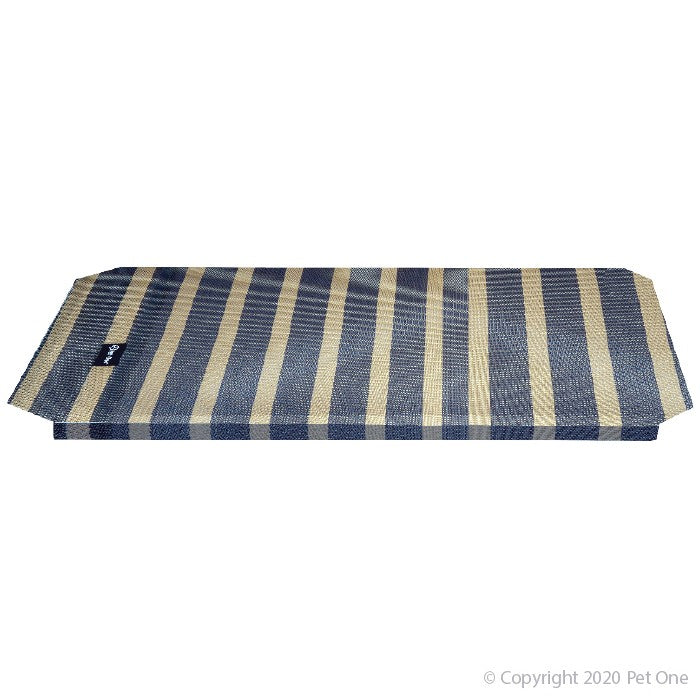 Pet One Leisure Raised Dog Bed Replacement Mat Charcoal/Wheat Stripes 130cm x 90cm (XL)