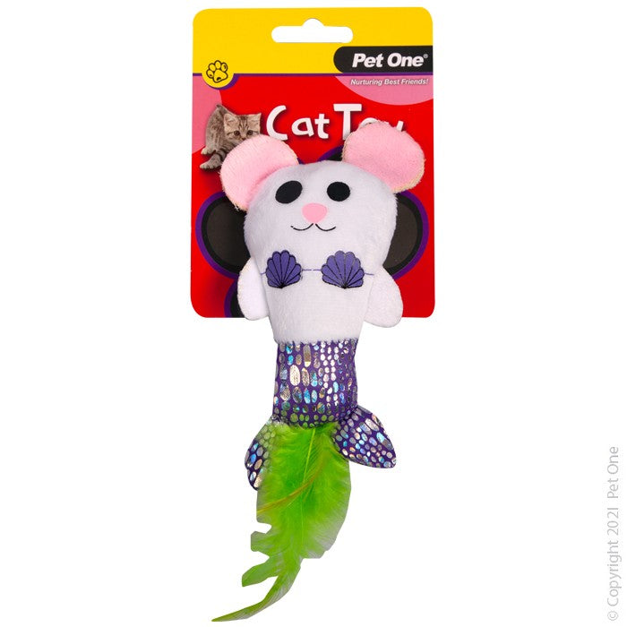 Pet One Cat Toy Plush MerMouse with Feather 14 cm