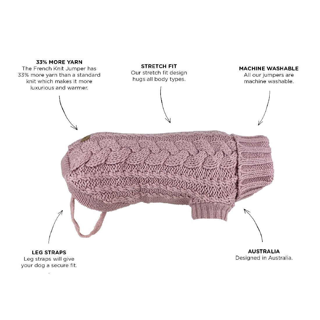 Huskimo Dog Jumper Frenchknit Rose Pink