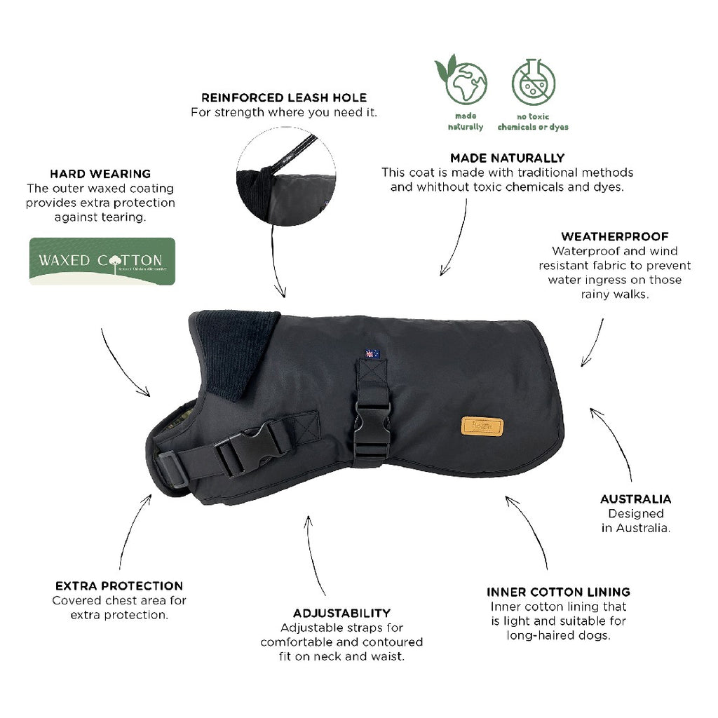 Buy Oilskin Dog Coats Australia Huskimo Dog Coat Waxed Cotton Thunder