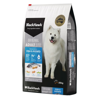 Black Hawk Adult Fish & Potato 20Kg *Available in store or local delivery only