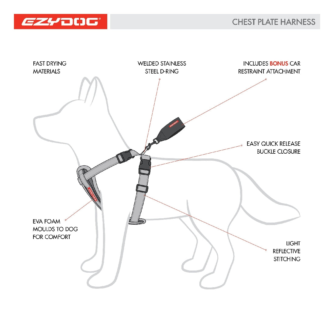 Ezy Dog Harness Chest Plate Corduroy