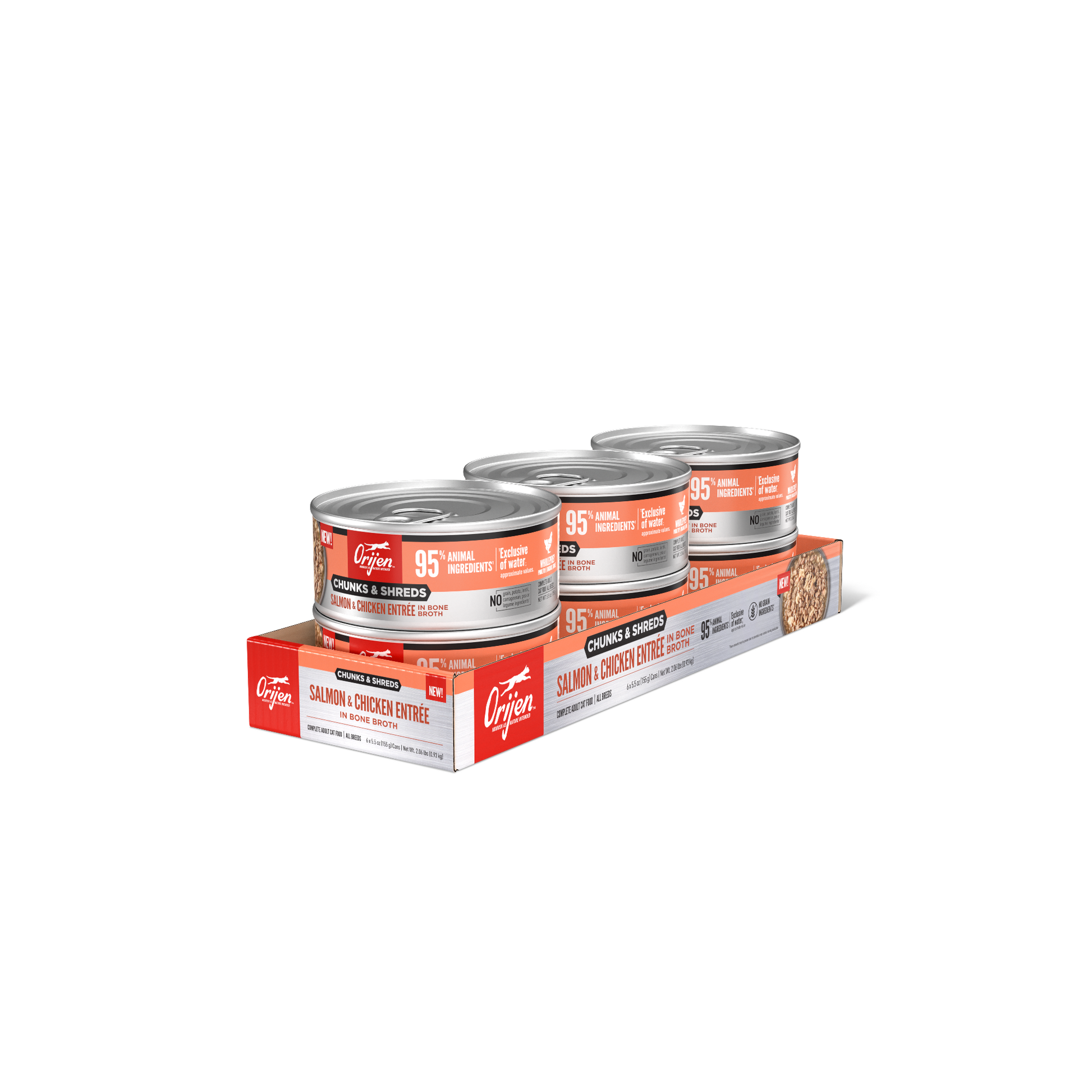 Orijen Salmon & Chicken Chunks & Shreds Wet Cat Food Cat 6 x 155g