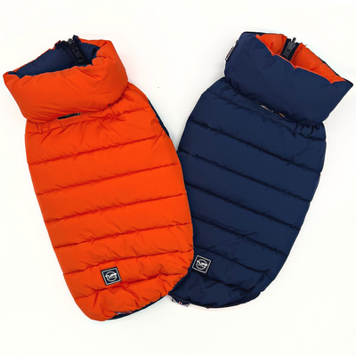 Hampton Hound Orange & Navy Reversible Dog Puffer Jacket [Sz:XS 25cm]