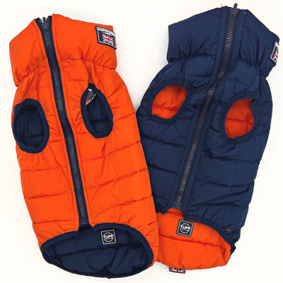 Hampton Hound Orange & Navy Reversible Dog Puffer Jacket [Sz:XS 25cm]