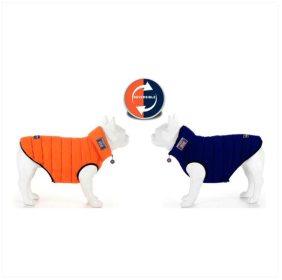 Hampton Hound Orange & Navy Reversible Dog Puffer Jacket [Sz:XS 25cm]