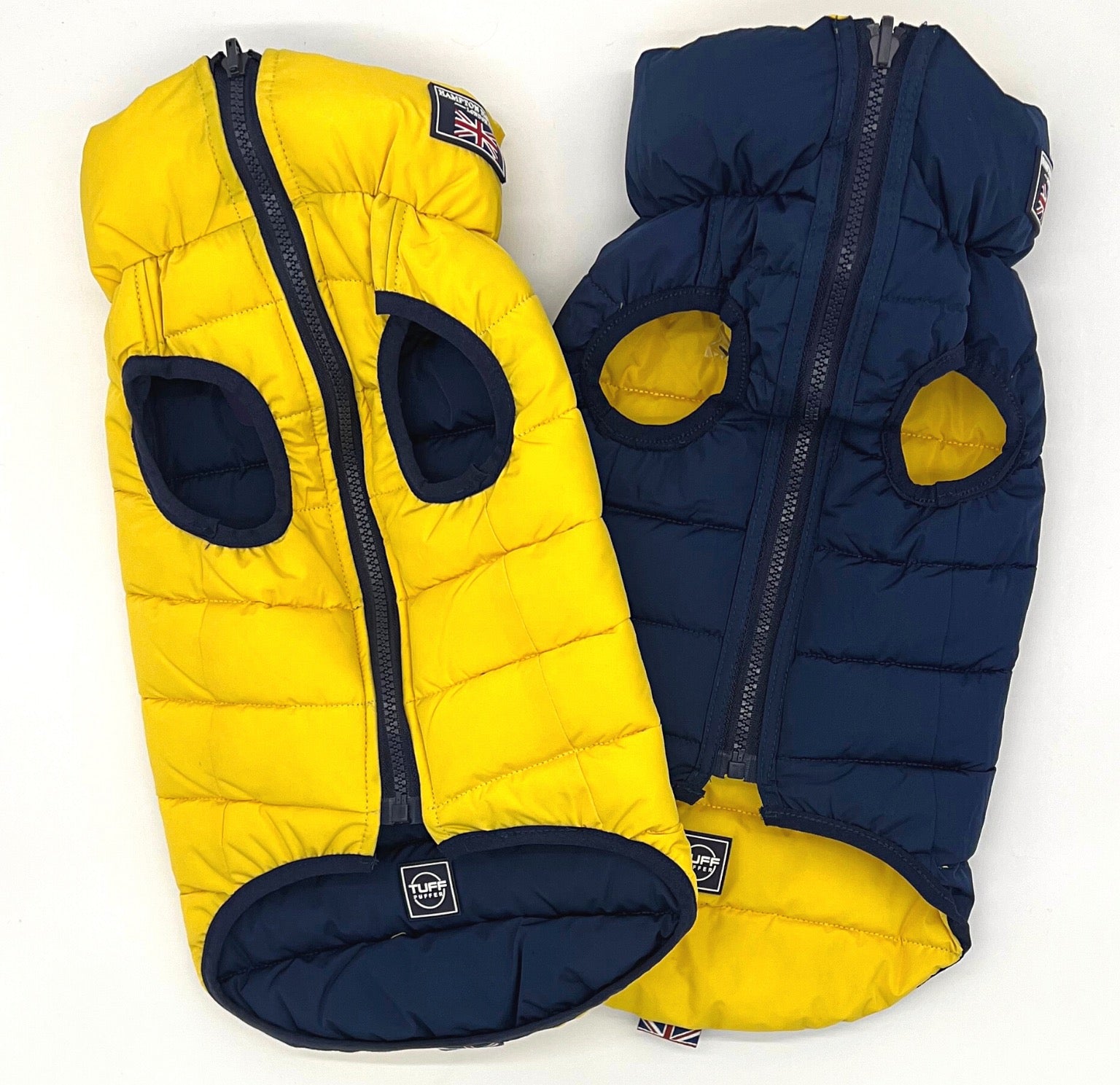 Hampton Hound Yellow & Navy Reversible Dog Puffer Jacket [Sz:XS 25cm]