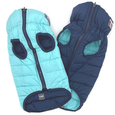 Hampton Hound Aqua & Navy Reversible Dog Puffer Jacket [Sz:XS 25cm]
