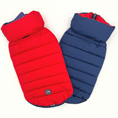 Hampton Hound Red & Navy Reversible Dog Puffer Jacket [Sz:XS 25cm]