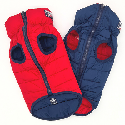 Hampton Hound Red & Navy Reversible Dog Puffer Jacket [Sz:XS 25cm]