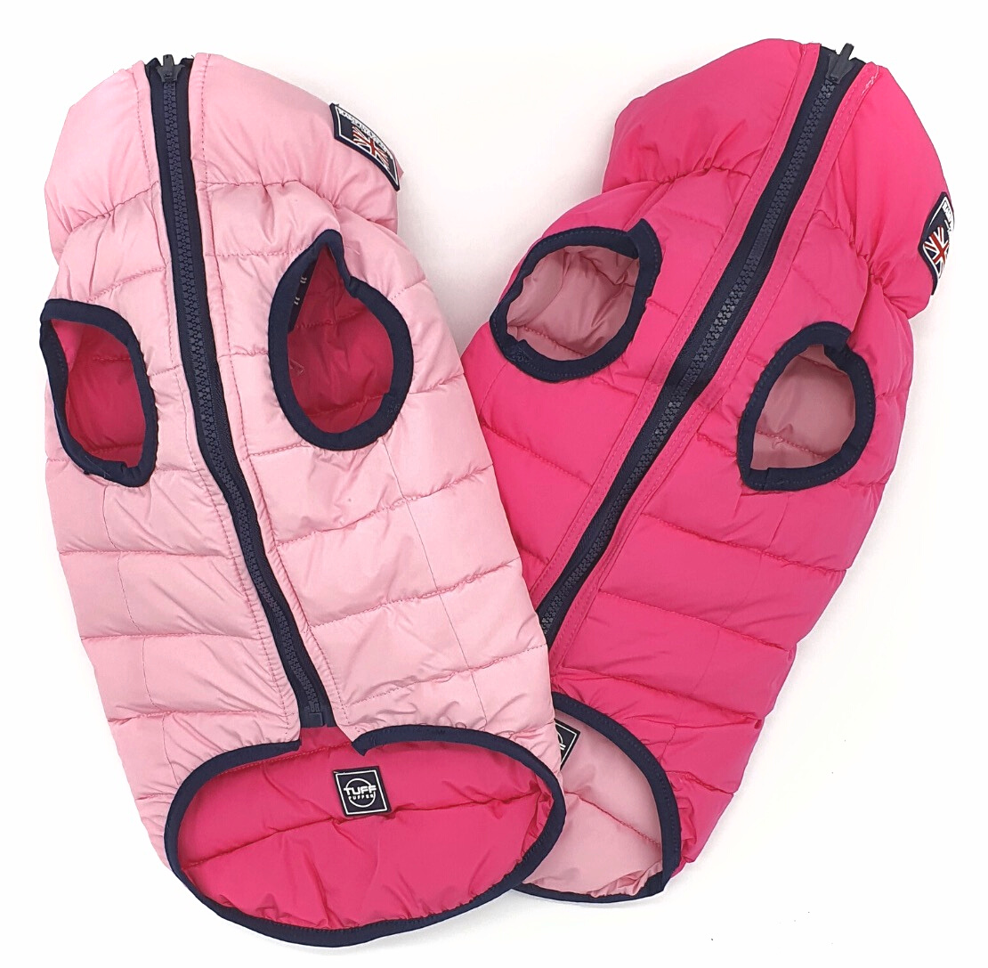 Hampton Hound Baby Pink & Magenta Reversible Dog Puffer Jacket [Sz:XS 25cm]