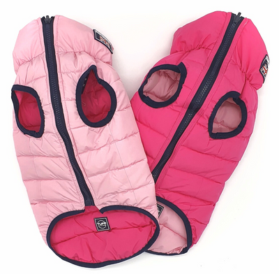 Hampton Hound Baby Pink & Magenta Reversible Dog Puffer Jacket [Sz:XS 25cm]