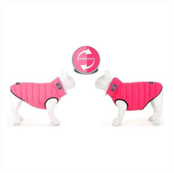Hampton Hound Baby Pink & Magenta Reversible Dog Puffer Jacket [Sz:XS 25cm]