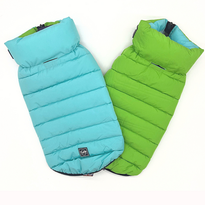 Hampton Hound Aqua & Lime Reversible Dog Puffer Jacket [Sz:XS 25cm]
