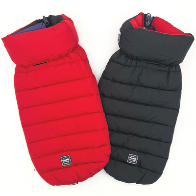 Hampton Hound Red & Black Reversible Dog Puffer Jacket [Sz:XS 25cm]