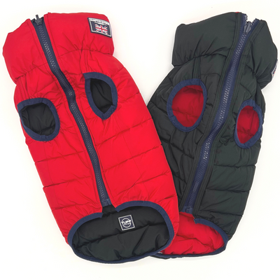 Hampton Hound Red & Black Reversible Dog Puffer Jacket [Sz:XS 25cm]