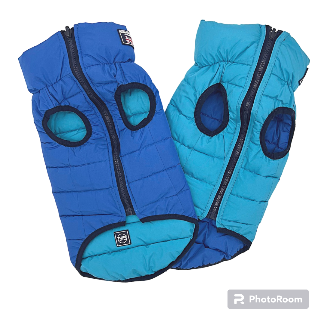 Hampton Hound Azure & Sky Reversible Dog Puffer Jacket [Sz:XS 25cm]