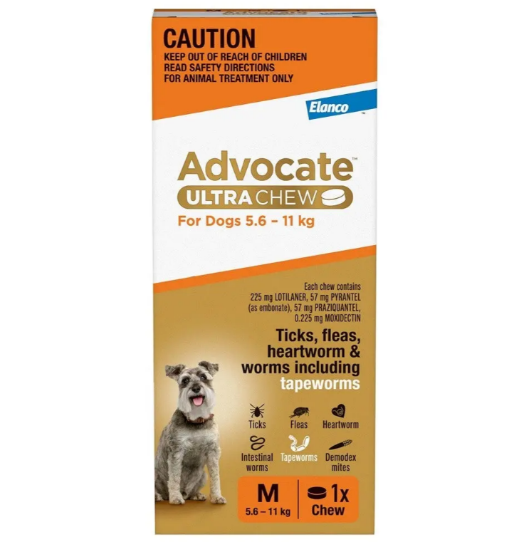 Advocate Ultra Chew for Medium Dogs 5.6 – 11 kg, 1 Pack