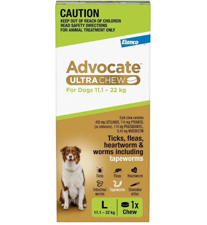 Advocate Ultra Chew for Large Dogs 11.1 – 22 kg, 1 Pack