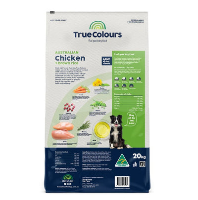 True Colours Adult Chicken & Brown Rice 20kg *Instore Pick Up or Local Delivery Only*
