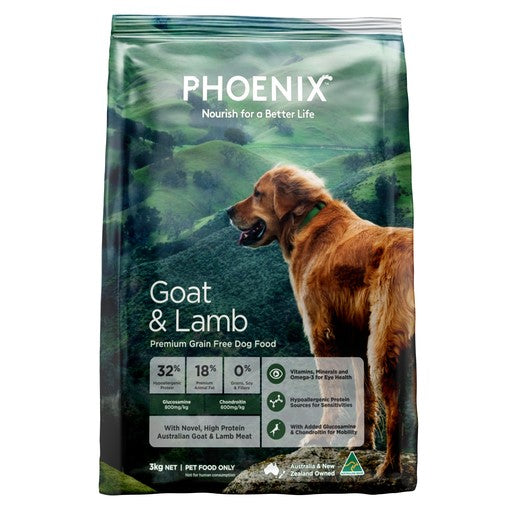 Phoenix Adult Goat & Lamb Grain Free Dog Food | NSW Australia