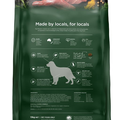 Phoenix Adult Goat & Lamb Grain Free Dog Food Ingredients | NSW Australia
