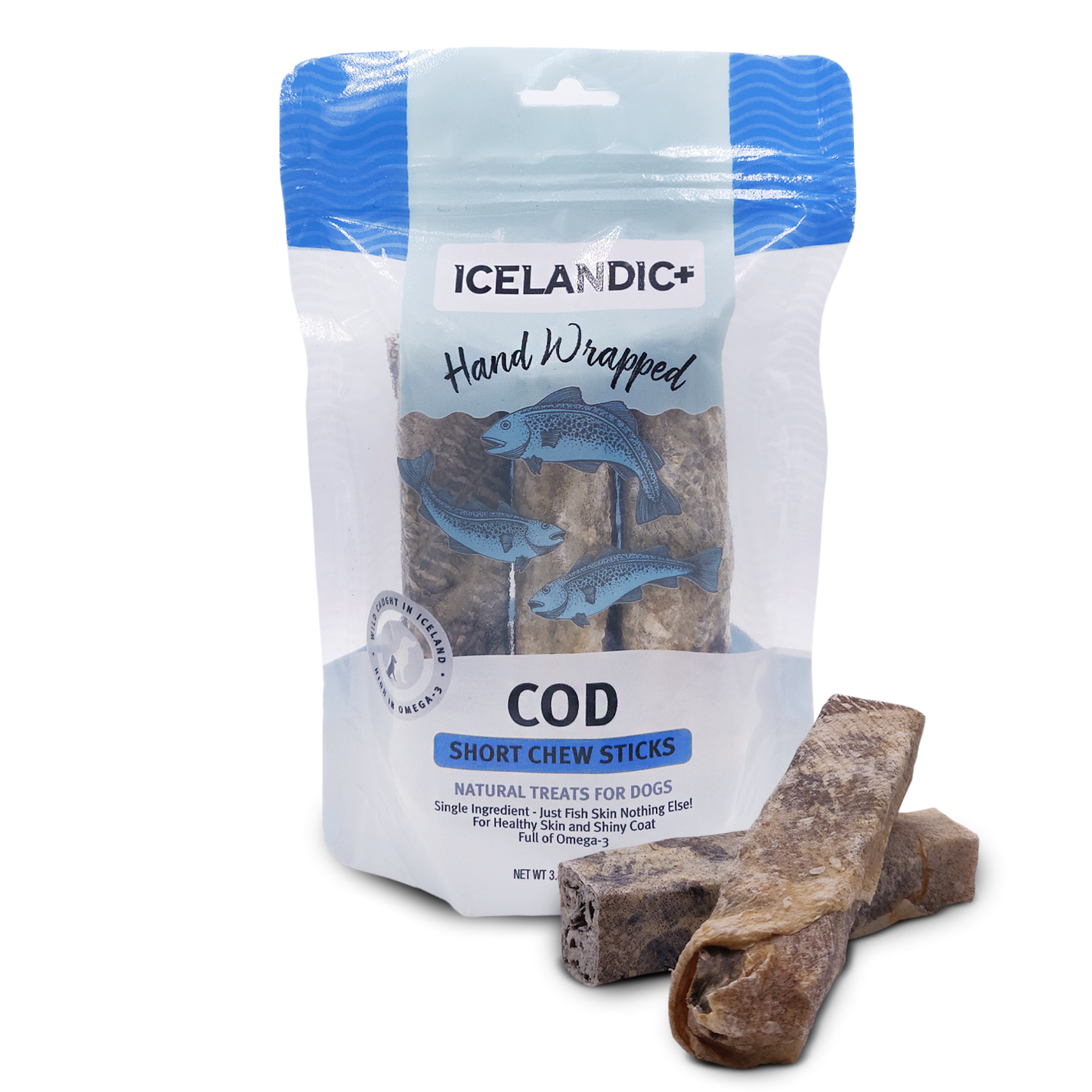 Icelandic Treats Dog Cod Skin Short Chews 3’s