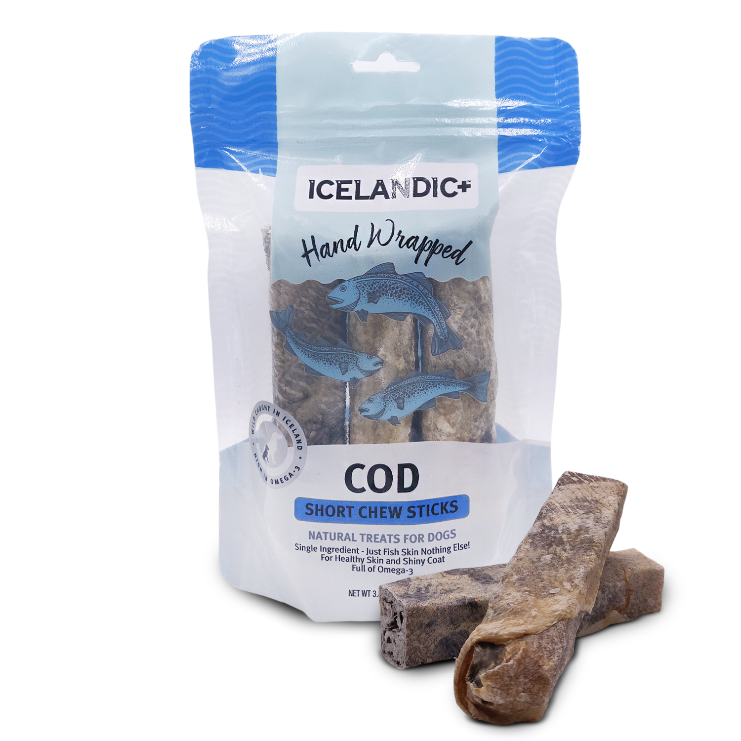 Icelandic Treats Dog Cod Skin Short Chews 3’s