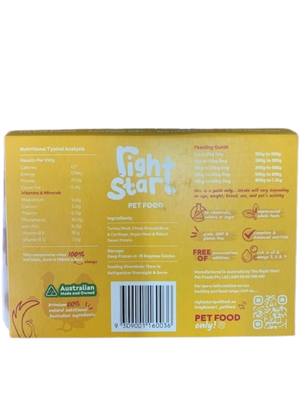 The Right Start Petfood Turkey For Dogs 500G