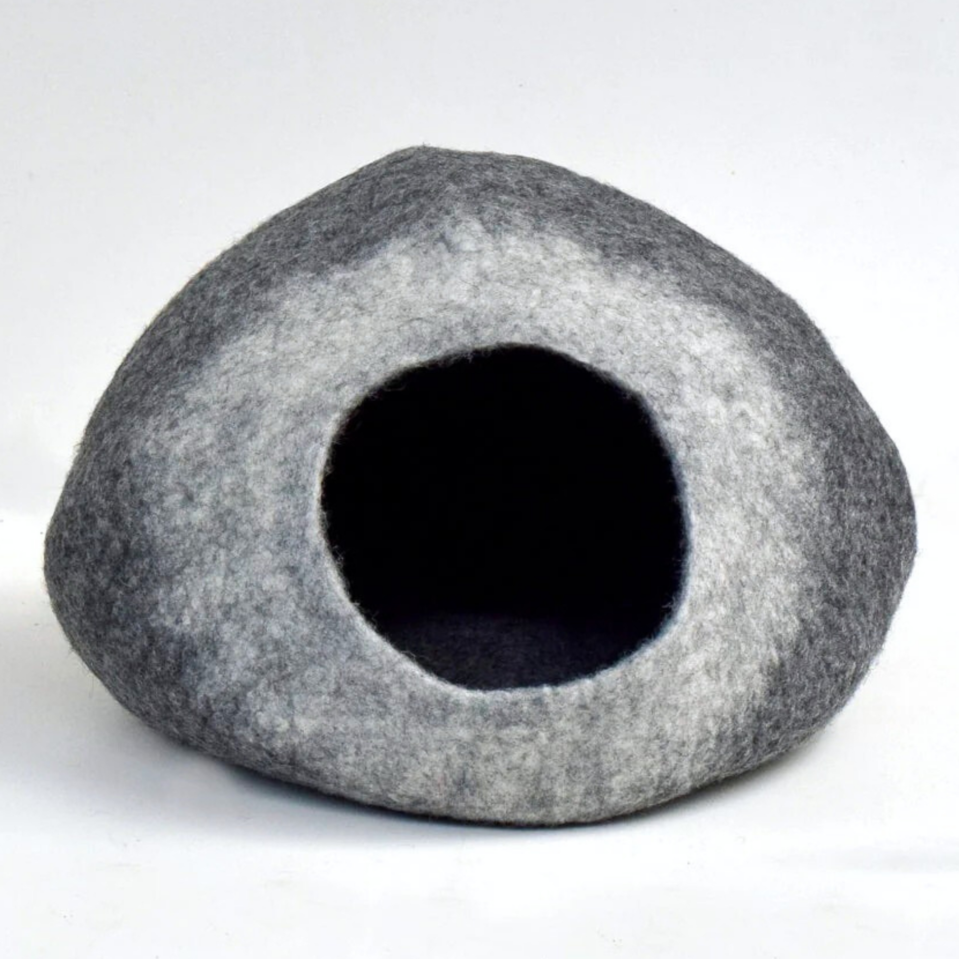 Pryde Pets Handmade Felt Cat Cave White Grey Ombre