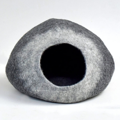 Pryde Pets Handmade Felt Cat Cave White Grey Ombre