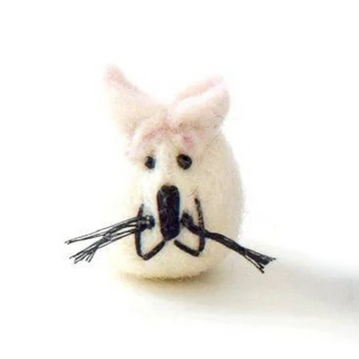 Pryde Pets Handmade Felt Mouse Toy White