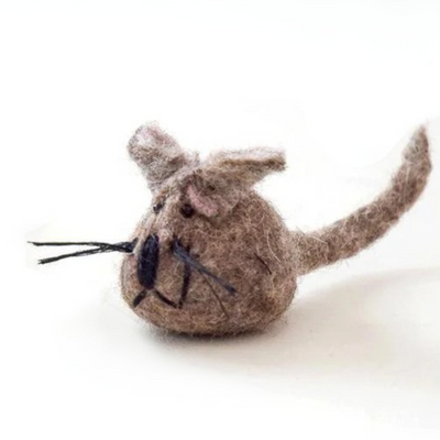 Pryde Pets Handmade Felt Mouse Toy Brown