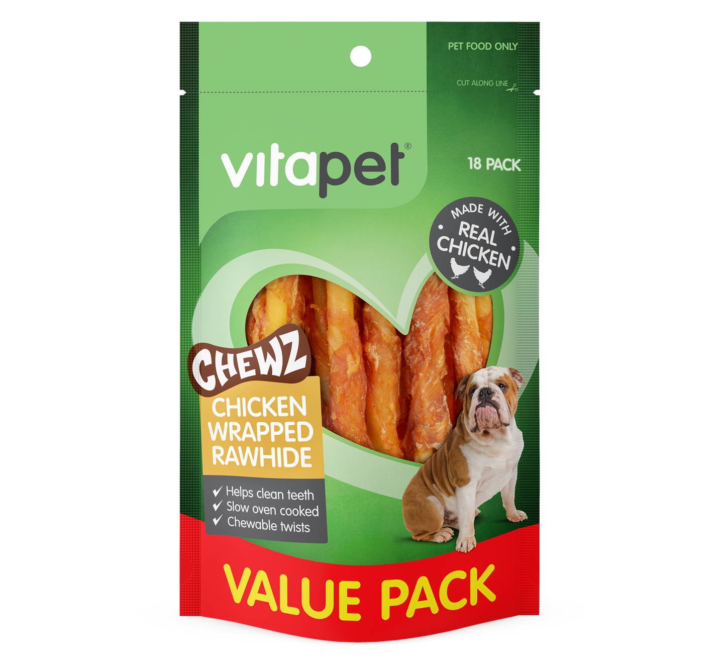 Vitapet Rawhide Spiral Chicken Wrapped 18pc