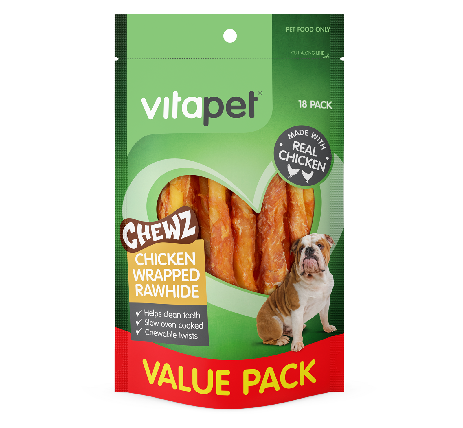 Vitapet Rawhide Spiral Chicken Wrapped 18pc