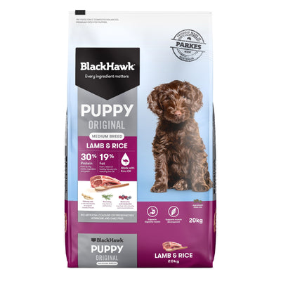Black Hawk Puppy Medium Lamb Rice 20Kg