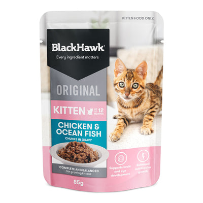 Black Hawk Kitten Chicken and Ocean Fish 85g Pouch