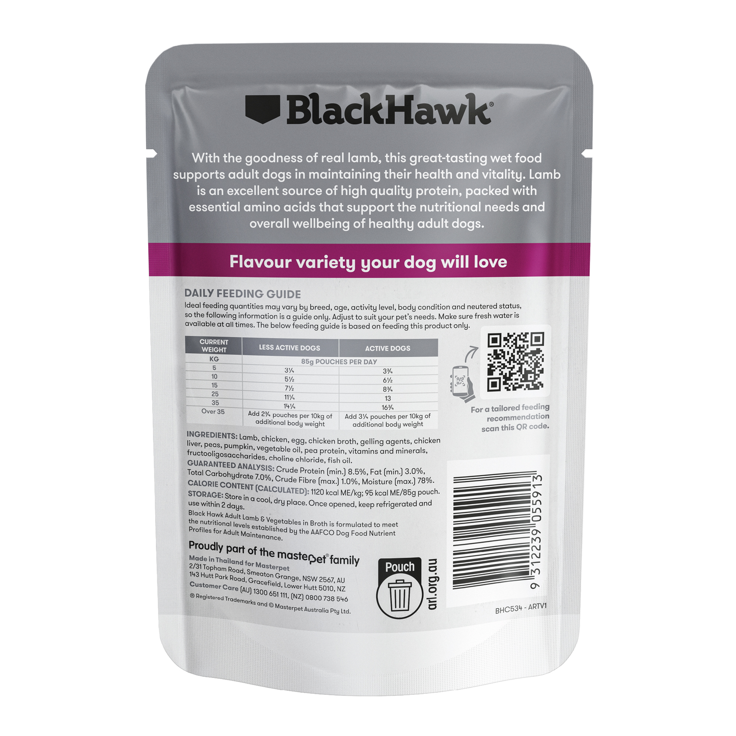 Black Hawk Original Adult Lamb & Vegetables 85g 