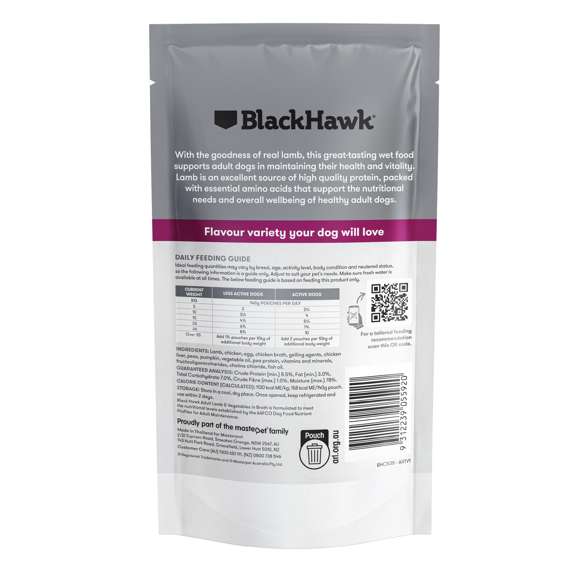 Black Hawk Original Adult Lamb & Vegetables 140g 