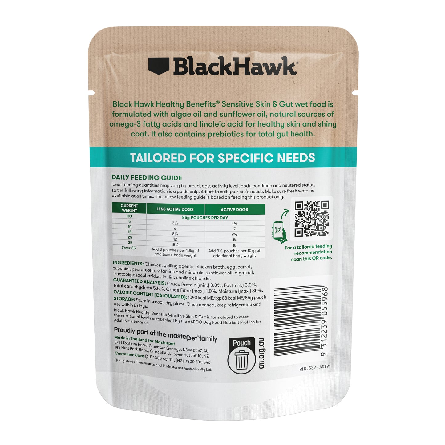 Black Hawk Healthy Benefits Sensitive Skin & Gut 85g 